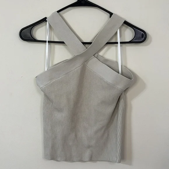 Aritzia Babaton Sculpt Knit Criss Cross Tank Matte Pearl Size Medium - Picture 6 of 8